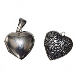 Vintage Two 925 Sterling Silver Heart Lockets